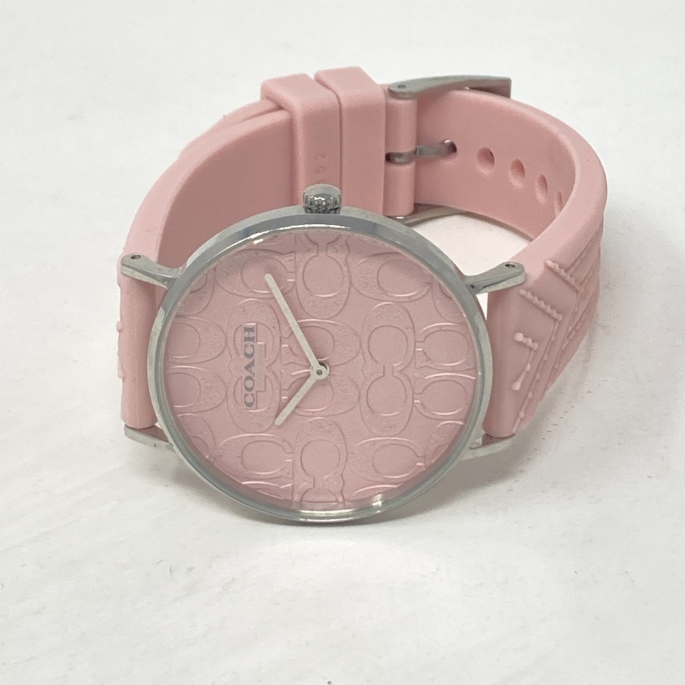 Coach Womens Watch 36mm Pink Silver Tone Logo Dial WR Round New Battery 8" - Picture 10 of 15